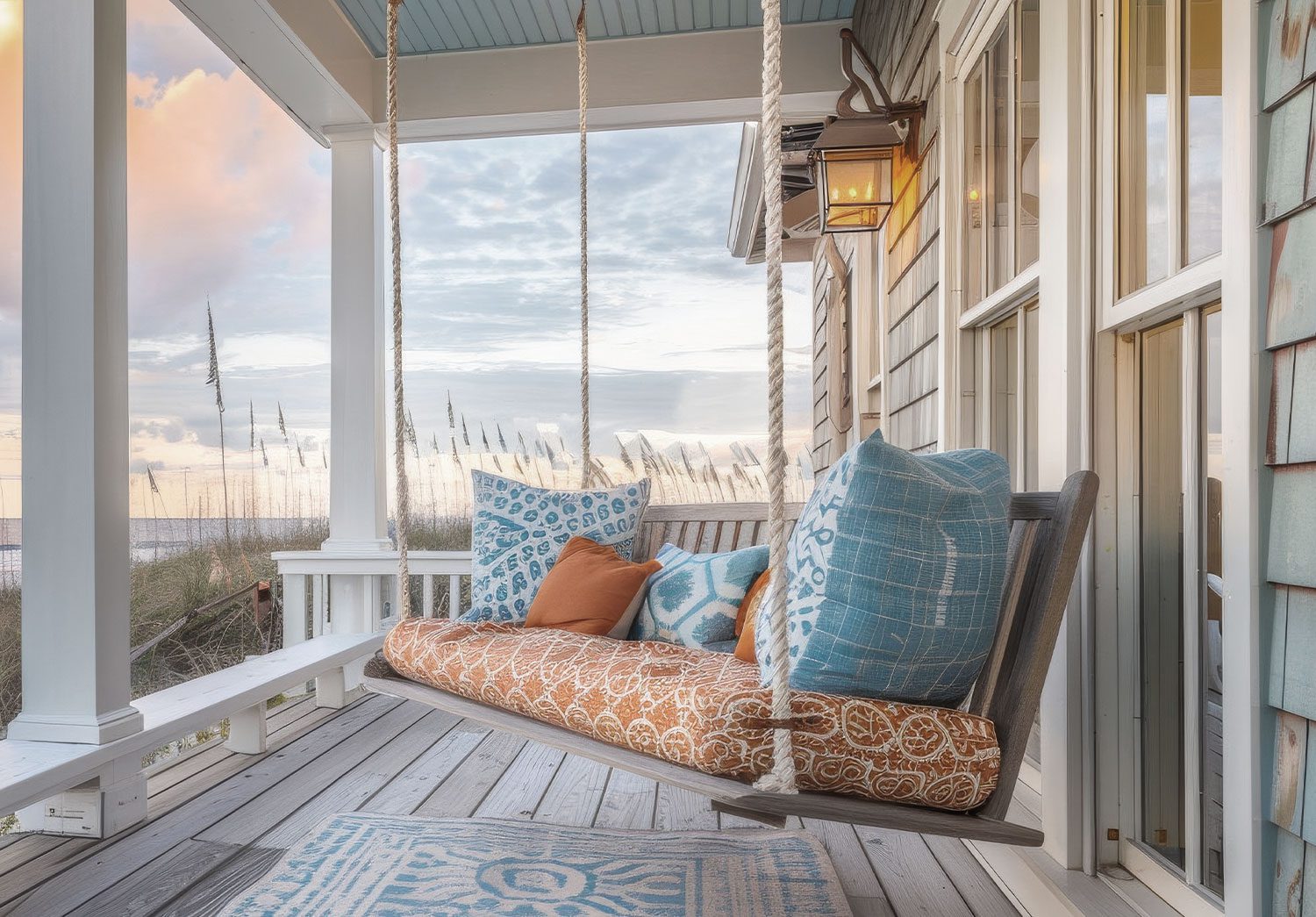 swing on porch of beach home